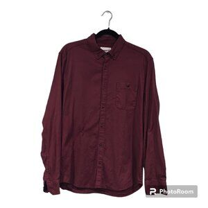 Cedarwood State Men's Burgundy Cotton Button Down Shirt Size Large